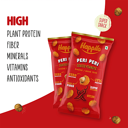 Happilo Peri Peri Coated Peanuts, 25 g  Crunchy & Nutty, Roasted, High In Protein & Dietary Fibre, No Cholesterol, Vegan