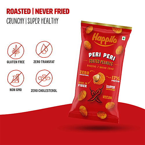 Happilo Peri Peri Coated Peanuts, 25 g  Crunchy & Nutty, Roasted, High In Protein & Dietary Fibre, No Cholesterol, Vegan