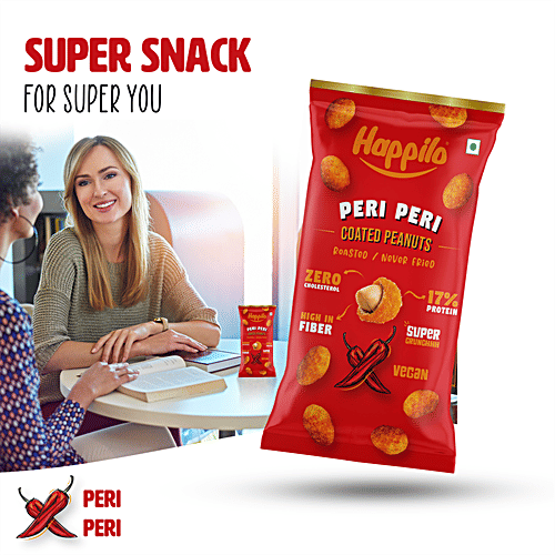 Happilo Peri Peri Coated Peanuts, 25 g  Crunchy & Nutty, Roasted, High In Protein & Dietary Fibre, No Cholesterol, Vegan