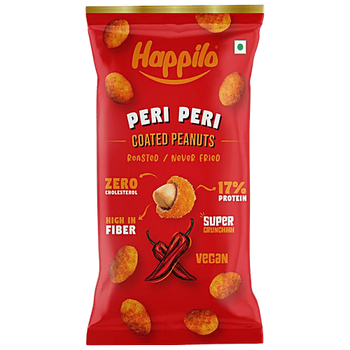 Happilo Peri Peri Coated Peanuts, 25 g  Crunchy & Nutty, Roasted, High In Protein & Dietary Fibre, No Cholesterol, Vegan