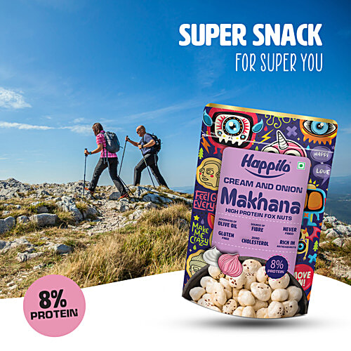 Happilo Premium Cream & Onion Makhana, 55 g Gluten Free, Zero Transfat, Non GMO, Zero Cholestrol