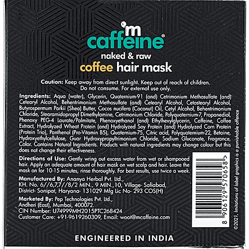 mCaffeine Naked & Raw Coffee Hair Mask - With Protein Trio, 200 g  All Hair Types