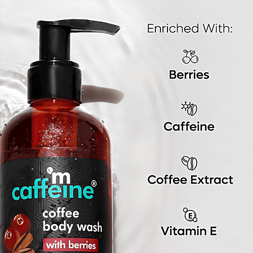 mCaffeine Coffee Body Wash - With Berries, 200 ml  For Glowing Skin, Fruity Coffee Aroma