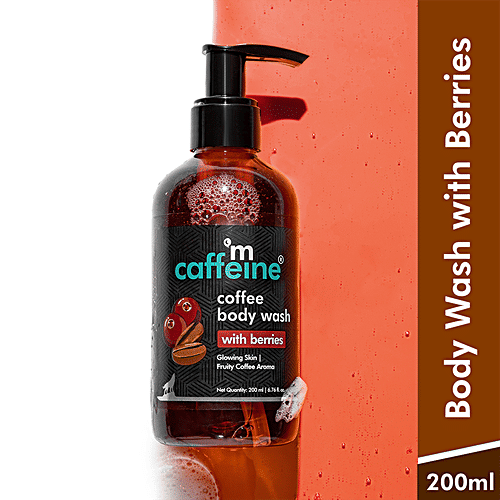 mCaffeine Coffee Body Wash - With Berries, 200 ml  For Glowing Skin, Fruity Coffee Aroma
