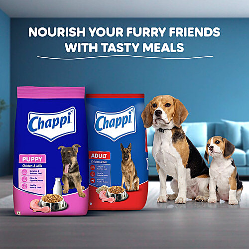 Chappi Dry Dog Food - Chicken & Milk, For Puppy, 2 To 12 Months, 1 kg Complete & Balanced Food, Fibre For Digestive Health, Healthy Bones & Muscles