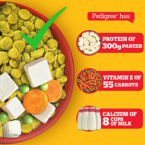 Pedigree Adult & Puppy Dry Dog Food - 100% Vegetarian, 10 kg Healthy Muscles & Bones, Healthy Digestive System, Brain Development In Puppies, Complete & Balanced Food