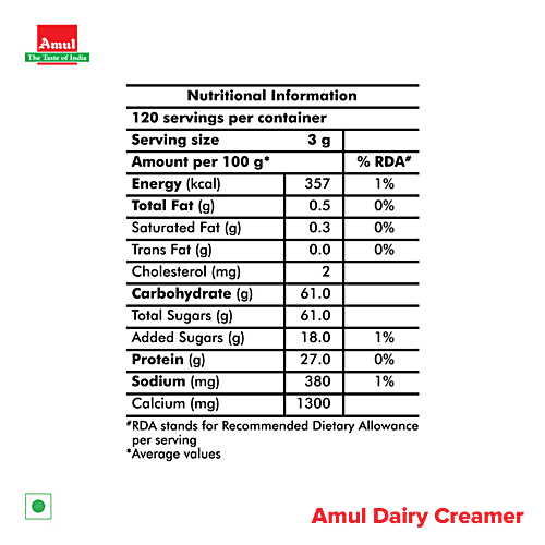 Amul Dairy Creamer, 360 g (120 pcs x 24x 3 g Each) 