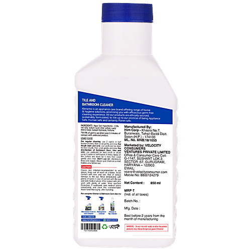 Klenzmo Tile & Bathroom Cleaner, 850 ml Removes Tough Stains
Dirt & Grime