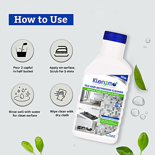 Klenzmo Tile & Bathroom Cleaner, 850 ml Removes Tough Stains
Dirt & Grime