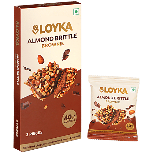 Loyka Almond Brittle Brownie, 43.5 g (3 N x 14.5 g each) 40% Roasted Almonds