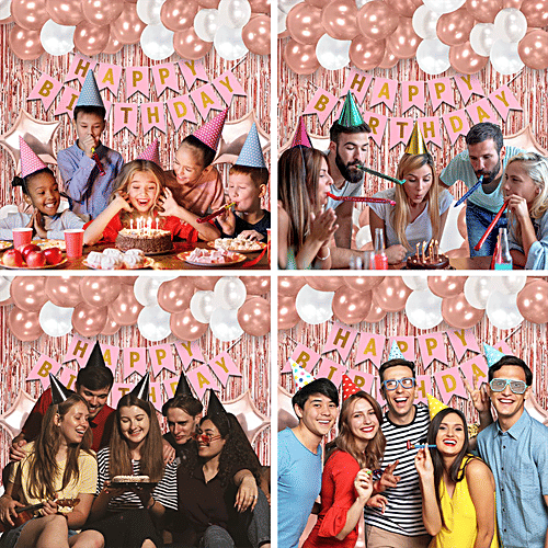 Party Propz Birthday Decoration Items Combo - Rose Gold, 49 pcs  Unique Design
 Premium Quality Paper