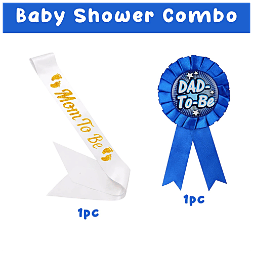 Party Propz Baby Shower Combo - Mom To Be Sash & Dad To Be Badge, 2 pcs  Stylish Design
 Elegant Sash