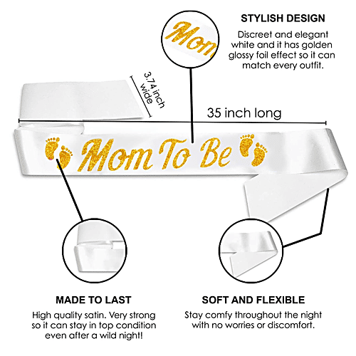 Party Propz Baby Shower Combo - Mom To Be Sash & Dad To Be Badge, 2 pcs  Stylish Design
 Elegant Sash