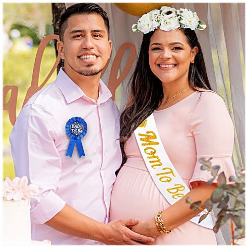 Party Propz Baby Shower Combo - Mom To Be Sash & Dad To Be Badge, 2 pcs  Stylish Design
 Elegant Sash