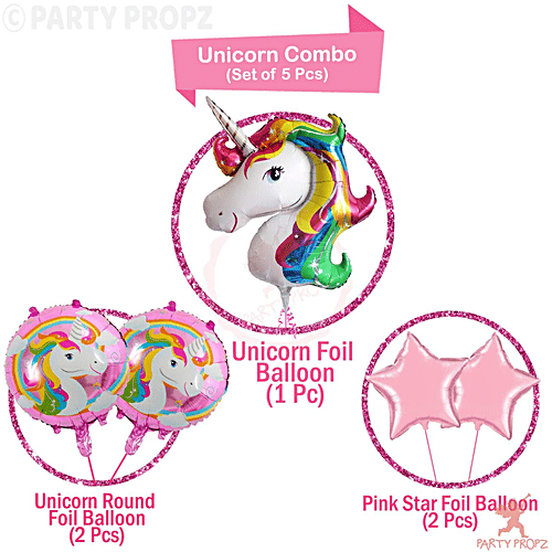 Party Propz Unicorn Foil Balloons Combo, 5 pcs  Colourful
 Beautiful
 Attractive and Stylish