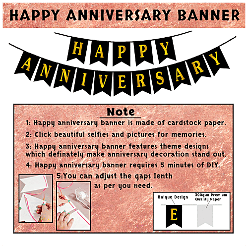 Party Propz Happy Anniversary Decoration Items Combo - Rose Gold, 34 pcs  