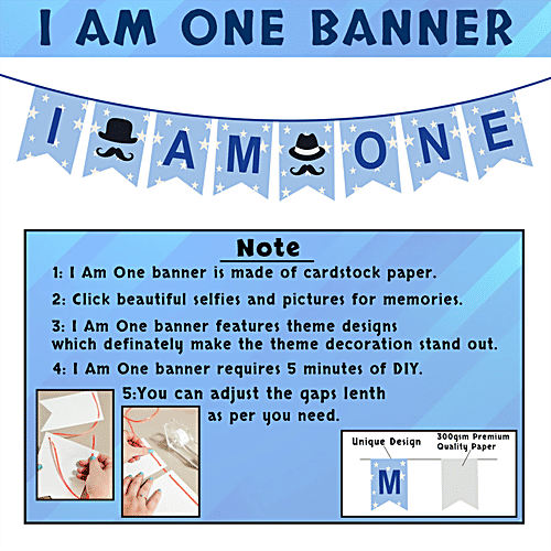 Party Propz 1st Birthday Decoration Items Combo - For Baby Boy, 7 pcs