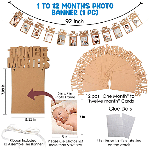 Party Propz 1st Birthday Decoration Items Combo - For Baby Boy, 7 pcs