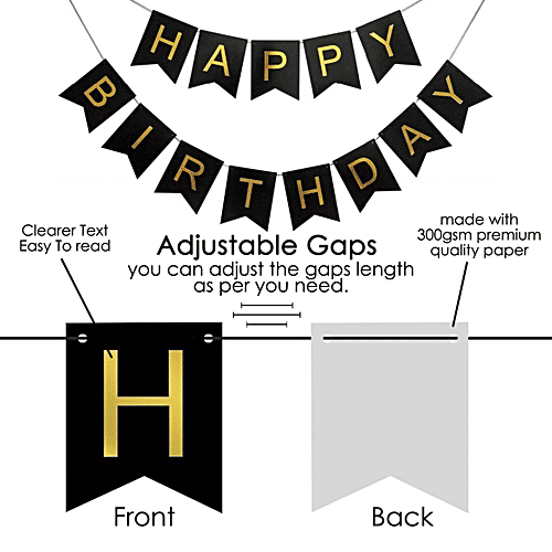 Party Propz Black & Gold Happy Birthday Banner, 1 pc  Unique Colour Combination
 Looks Classy and Elegant