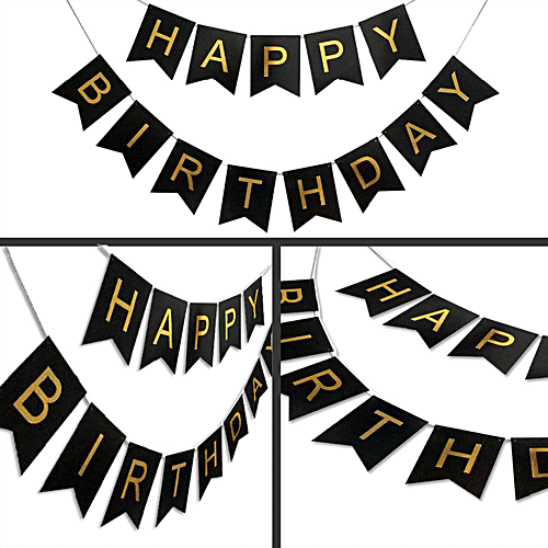 Party Propz Black & Gold Happy Birthday Banner, 1 pc  Unique Colour Combination
 Looks Classy and Elegant