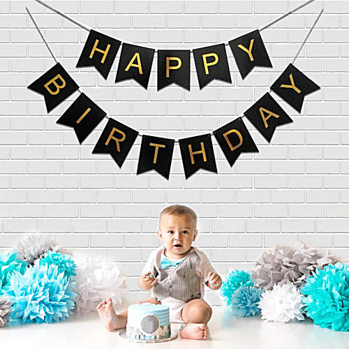 Party Propz Black & Gold Happy Birthday Banner, 1 pc  Unique Colour Combination
 Looks Classy and Elegant