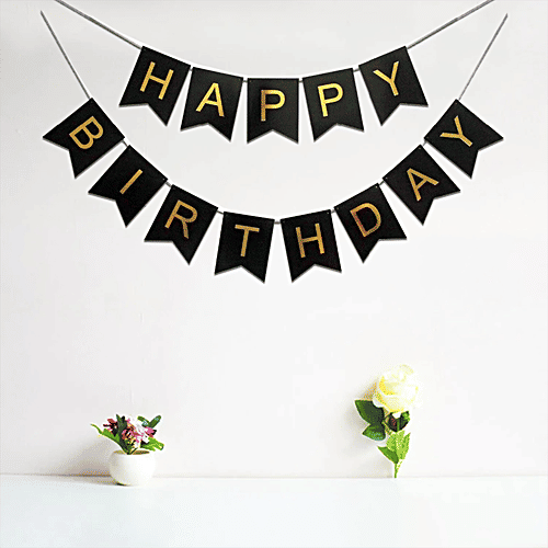 Party Propz Black & Gold Happy Birthday Banner, 1 pc  Unique Colour Combination
 Looks Classy and Elegant
