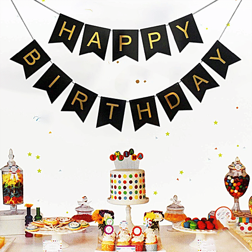Party Propz Black & Gold Happy Birthday Banner, 1 pc  Unique Colour Combination
 Looks Classy and Elegant