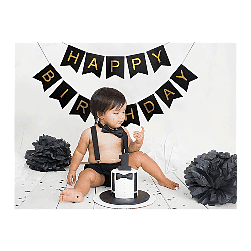 Party Propz Black & Gold Happy Birthday Banner, 1 pc  Unique Colour Combination
 Looks Classy and Elegant