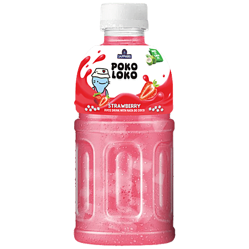 Sapphire  Poko Loko Strawberry Flavoured Juice Drink With Nata De Coco, 300 ml  Refreshing Strawberry Flavour
 Creamy Nata De Coco