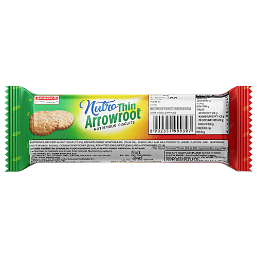 Sobisco Nutro Thin Arrowroot Nutritious Biscuit, 215 g Pouch 0% Trans Fat & 0% Cholesterol