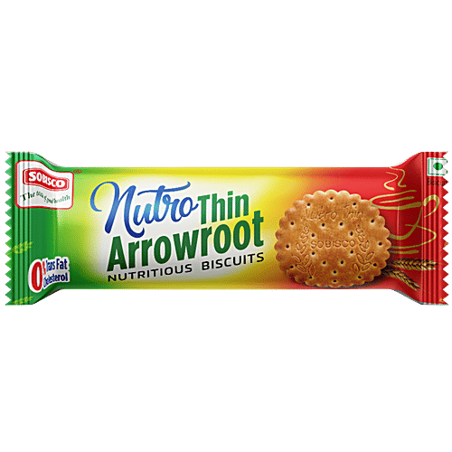Sobisco Nutro Thin Arrowroot Nutritious Biscuit, 215 g Pouch 0% Trans Fat & 0% Cholesterol