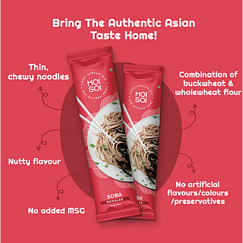 Moi Soi Soba Noodles With 70% Buckwheat Flour & 30% Whole Wheat - Natural, No Maida, 150 g  No Artificial Preservatives, Serves 2