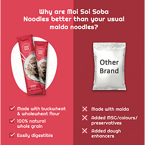 Moi Soi Soba Noodles With 70% Buckwheat Flour & 30% Whole Wheat - Natural, No Maida, 150 g  No Artificial Preservatives, Serves 2