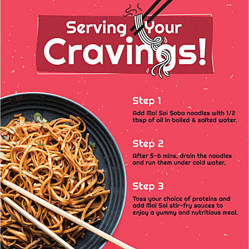 Moi Soi Soba Noodles With 70% Buckwheat Flour & 30% Whole Wheat - Natural, No Maida, 150 g  No Artificial Preservatives, Serves 2