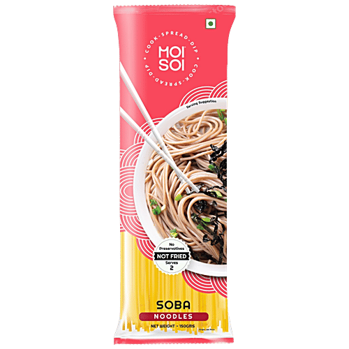 Moi Soi Soba Noodles With 70% Buckwheat Flour & 30% Whole Wheat - Natural, No Maida, 150 g  No Artificial Preservatives, Serves 2