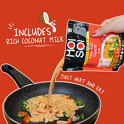 Moi Soi Thai Red Curry Cooking Sauce With Coconut Milk, Thai Herbs & Spices - Ready In 5 mins, Add Veggies Or Meat, 300 g  