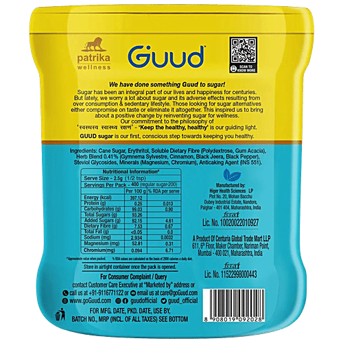 GUUD Dia-Fit Sugar, 1 kg  Supports Diabetes Management, Less Calories, Manages Blood Sugar Levels, Supports Glucose Metabolism