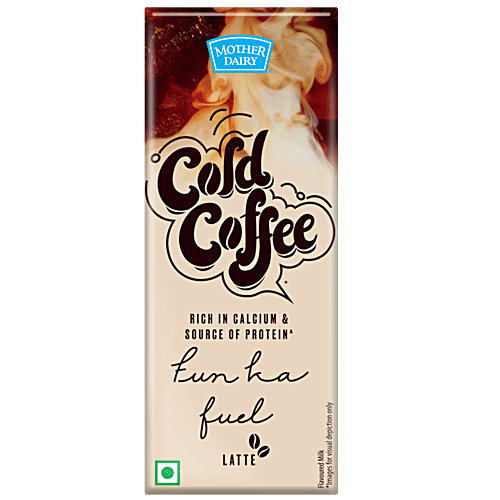 Mother Dairy Latte Cold Coffee, 200 ml Tetra Pak Ready To Drink, Rich In Calcium, Source of Protein