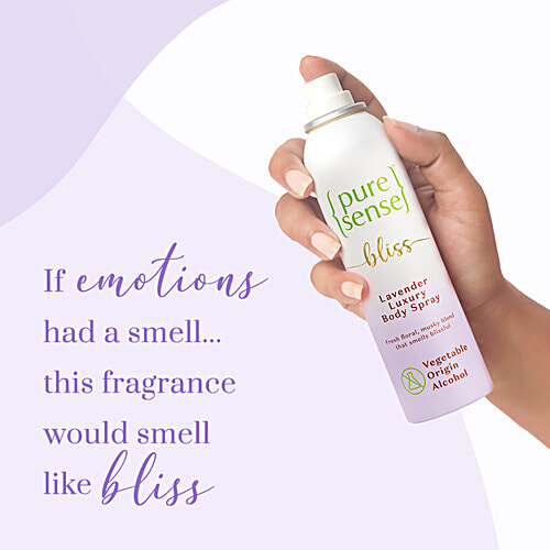 PureSense Bliss Lavender Luxury Body Spray - No Gas Deodorant For Women, 150 ml  With Vegetable Origin Alcohol, Fresh Floral Musky Blend