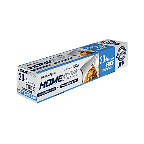 Homefoil Aluminium Foil Silver Embossed - 25 m, 12 Microns Thickness, Non-Microwavable, Child Friendly, 1 pc  