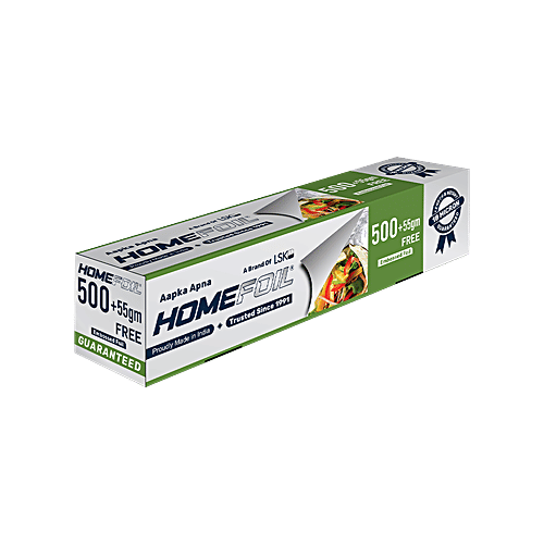 Homefoil Aluminium Foil Silver - 38.57 m, 18 Microns, Non-Microwavable, Food Safe, Child Friendly, 555 g  