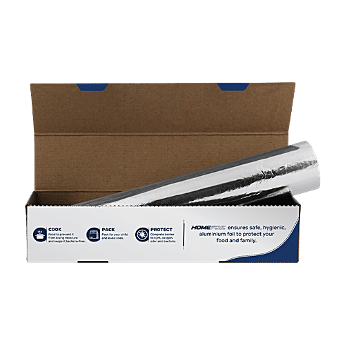 Homefoil Aluminium Foil Silver - 75 m, 12 Microns Thickness, Non-Microwavable, Food Safe, Child Friendly, 1 pc