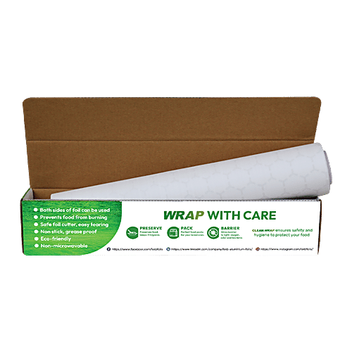 Cleanwrap Aluminium + Paper Foil - 69.49 m, Food Grade, Freeze, Roast, Preserve, 1 kg  