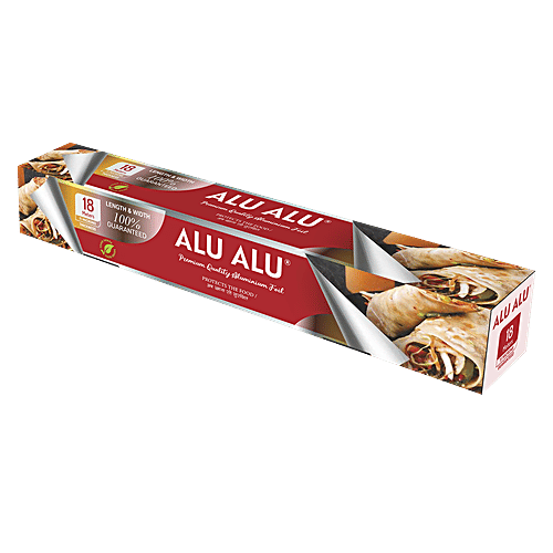 Alu Alu Aluminium Foil Silver - Premium, 18 m, 11 Microns Thickness, Food Grade, Child Safe, 1 pc  