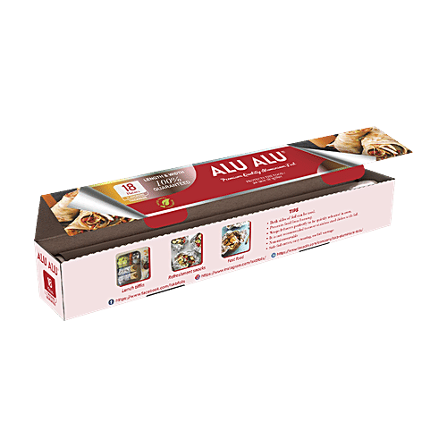 Alu Alu Aluminium Foil Silver - Premium, 18 m, 11 Microns Thickness, Food Grade, Child Safe, 1 pc  
