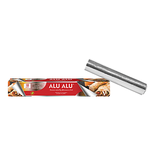 Alu Alu Aluminium Foil Silver - Premium, 18 m, 11 Microns Thickness, Food Grade, Child Safe, 1 pc  