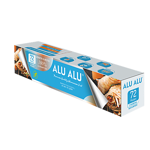 Alu Alu Aluminium Foil - Silver, Premium Quality, 72 m, 11 Microns Thickness, Food Grade, Child Safe, 1 pc  