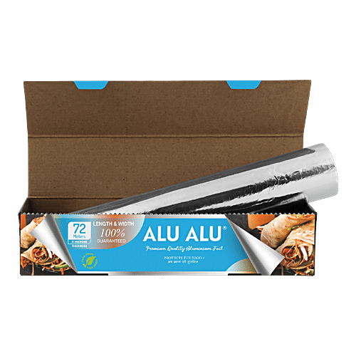 Alu Alu Aluminium Foil - Silver, Premium Quality, 72 m, 11 Microns Thickness, Food Grade, Child Safe, 1 pc  