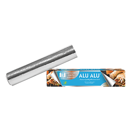 Alu Alu Aluminium Foil - Silver, Premium Quality, 72 m, 11 Microns Thickness, Food Grade, Child Safe, 1 pc  