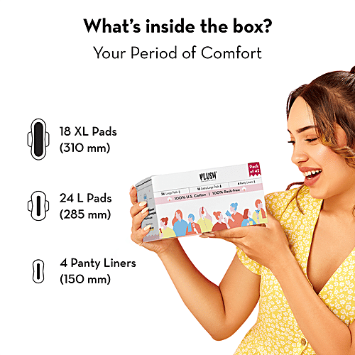 Buy Plush Ultra Thin Sanitary Pads 100 U.S Cotton, Rash Free Online